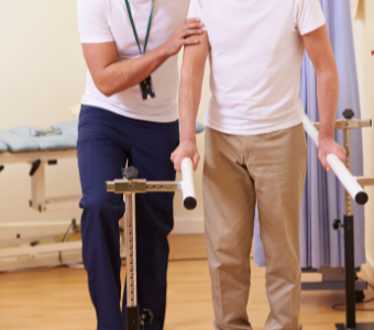 Physical therapy patient working to restore mobility