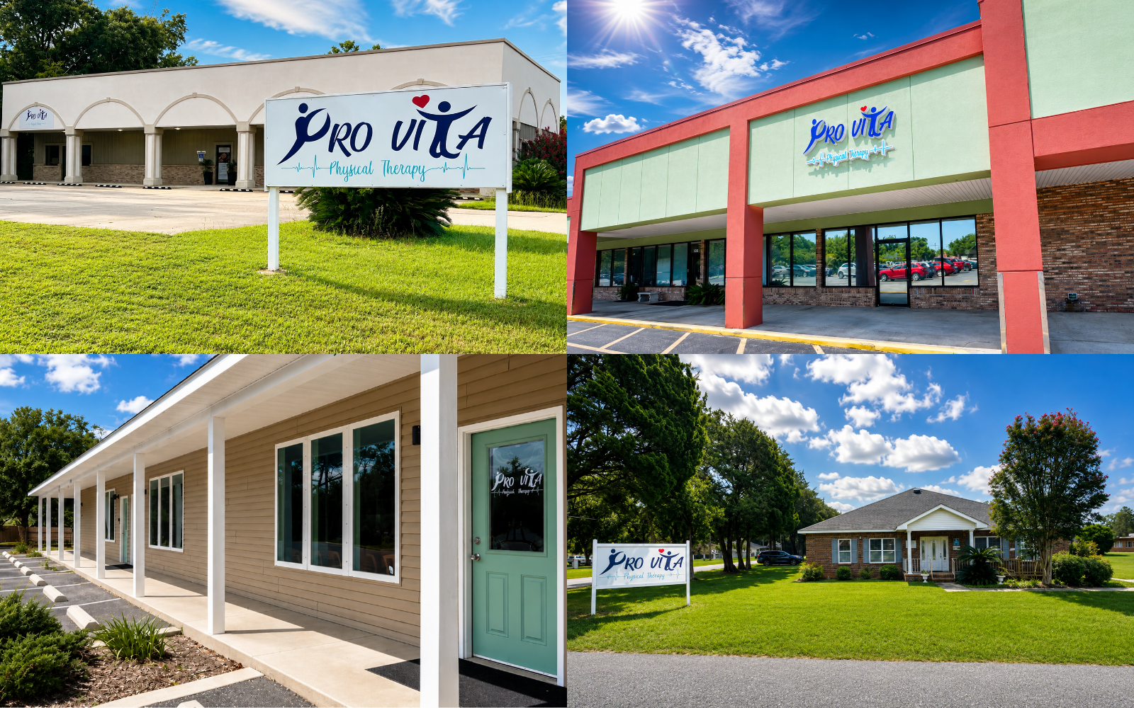 Pro Vita Physical Therapy clinic locations in Crestview, Navarre, Fort Walton Beach, and Florala